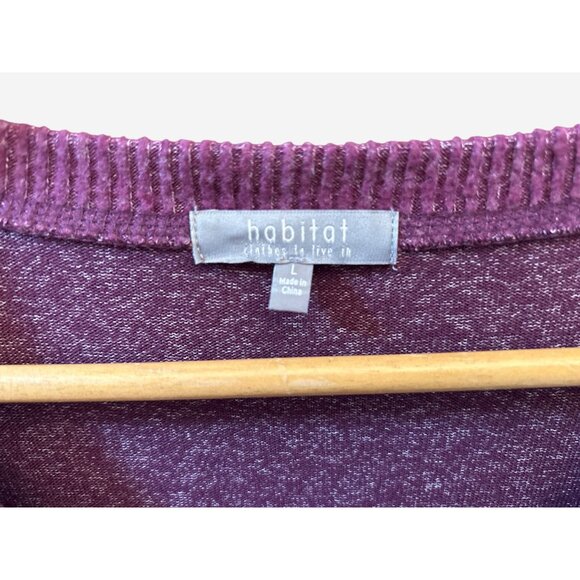 Habitat Womens V-Neck Purple Long Sleeve Top Large Relaxed Fit Fallcore Pullover - Picture 3 of 6